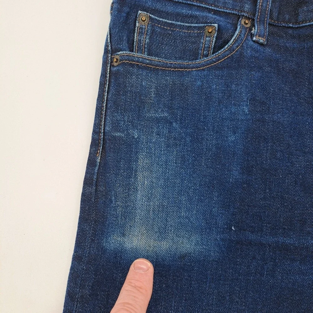 Uniqlo Slim Straight Jeans Mens 33x34 Cotton Indigo Selvedge Kaihara Denim